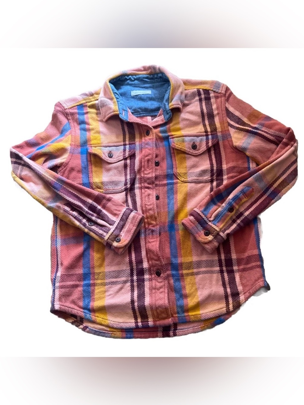 Outerknown Women's Blanket Shirt XS/S Pink Plaid Organic Cotton Flannel